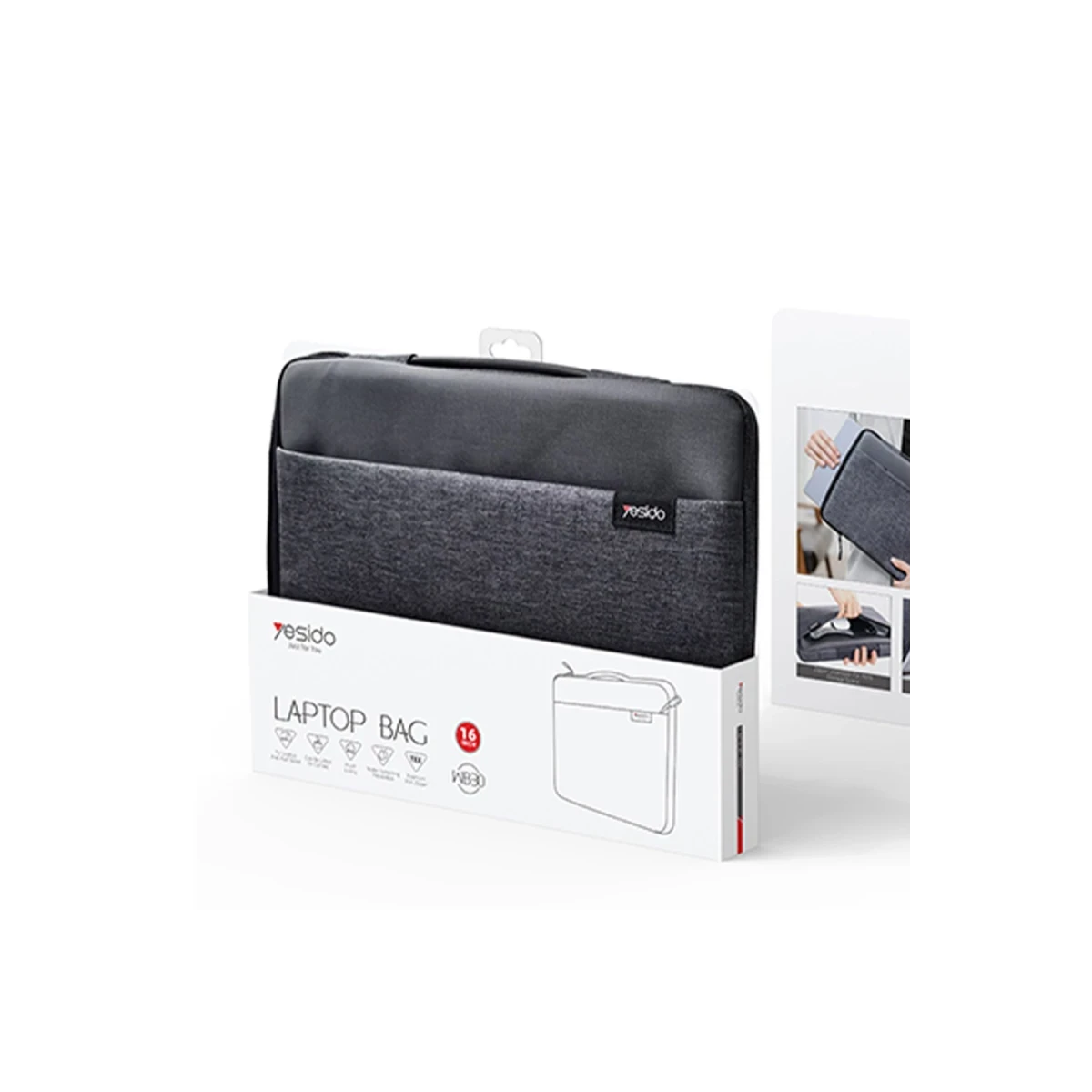 Yesido WB29 Polyester 600D Kumaşlı 14 inç Laptop Çantası - Gri