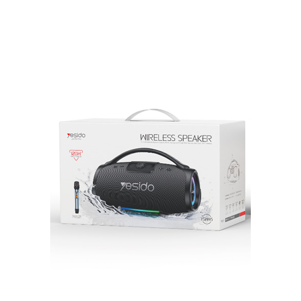Yesido YSW45 120W RGB Işıklı Karaoke Mikrofonlu Bluetooth Kablosuz Hoparlör