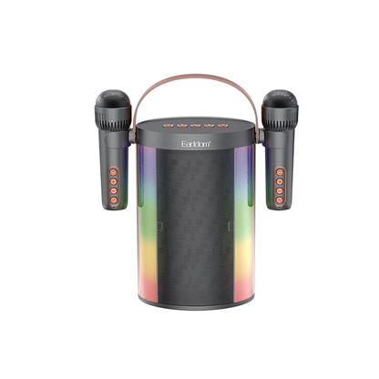 Earldom A32 10W RGB Işıklı 2 Adet Karaoke Mikrofonlu Bluetooth Kablosuz Hoparlör - Siyah