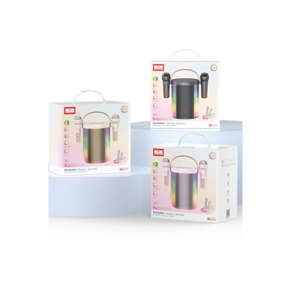 Earldom A32 10W RGB Işıklı 2 Adet Karaoke Mikrofonlu Bluetooth Kablosuz Hoparlör