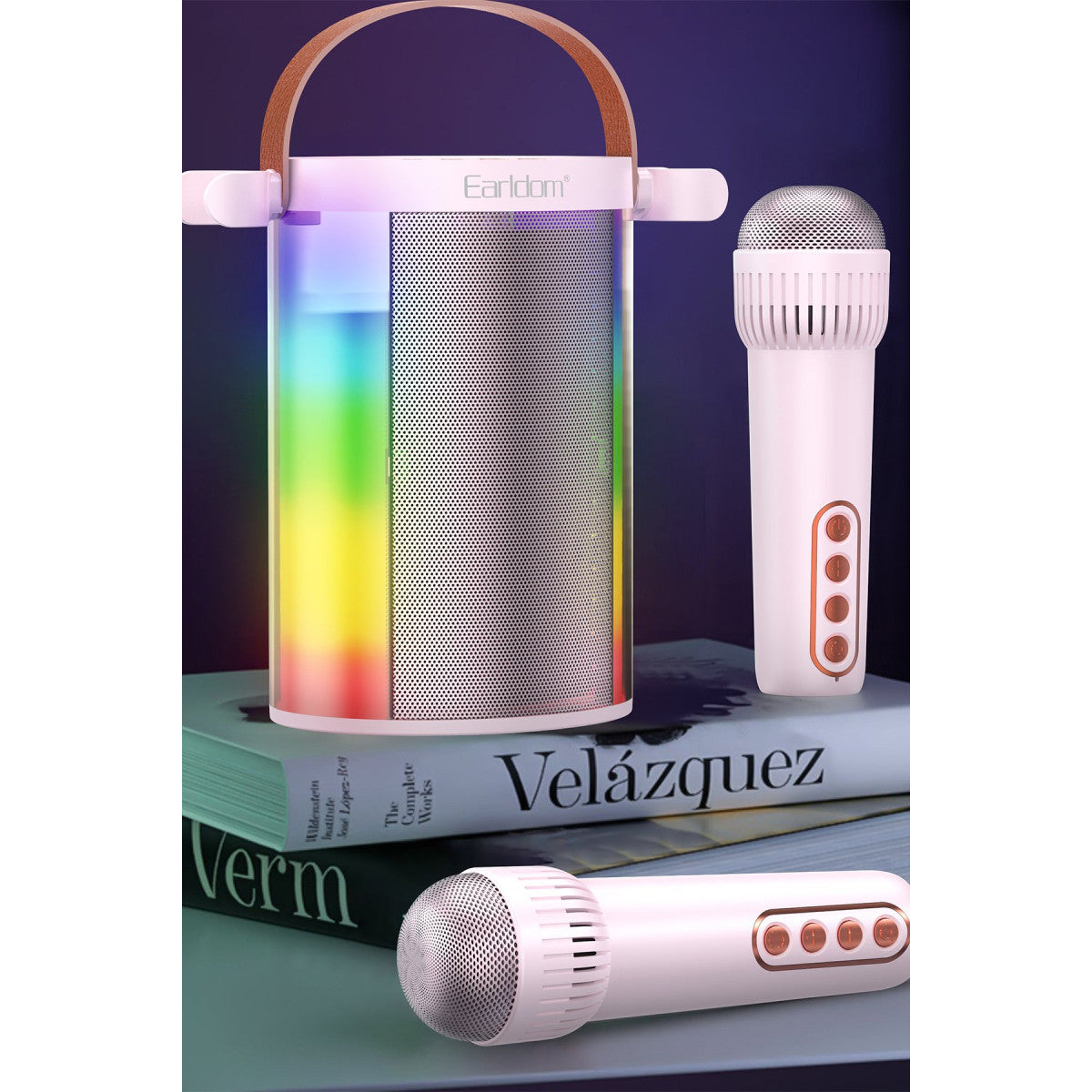 Earldom A32 10W RGB Işıklı 2 Adet Karaoke Mikrofonlu Bluetooth Kablosuz Hoparlör