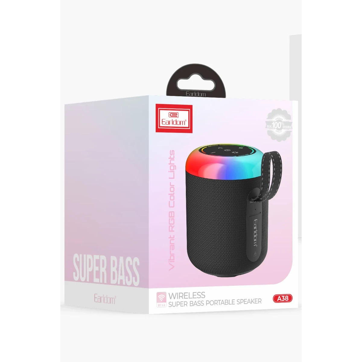 Earldom A38 6.5W RGB Işıklı Süper Bass BT 5.3 Kablosuz Hoparlör - Siyah