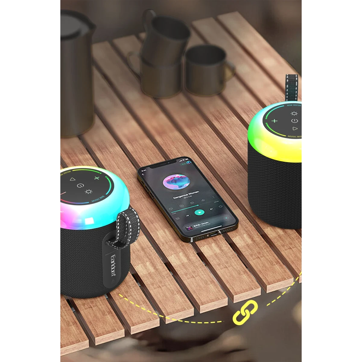 Earldom A38 6.5W RGB Işıklı Süper Bass BT 5.3 Kablosuz Hoparlör - Siyah