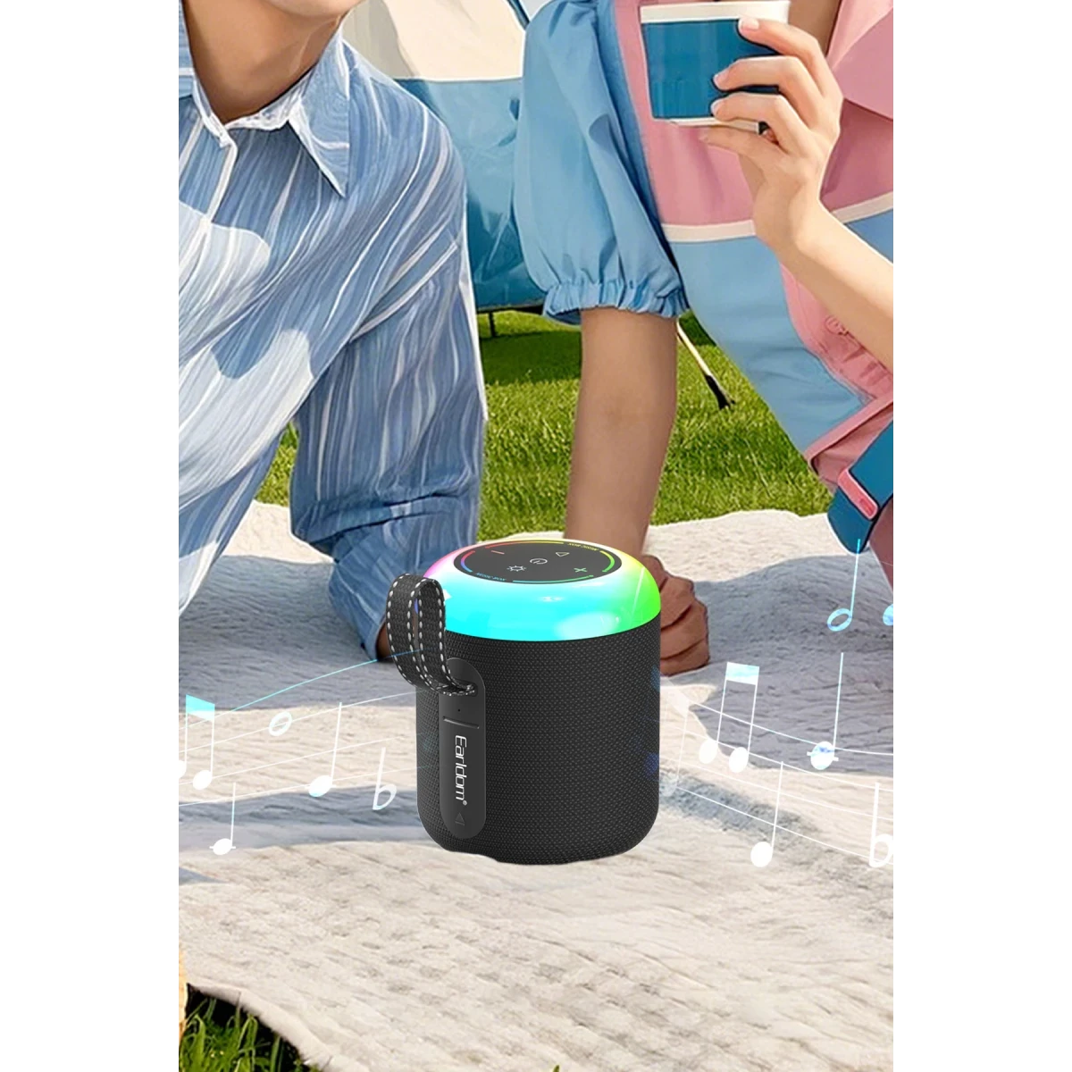 Earldom A38 6.5W RGB Işıklı Süper Bass BT 5.3 Kablosuz Hoparlör - Siyah