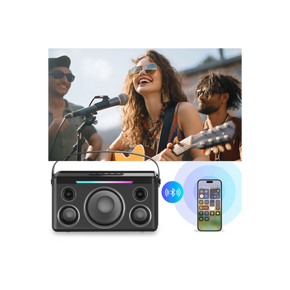 Earldom A40 20W Led Işıklı Karaoke Mikrofonlu Bluetooth Kablosuz Hoparlör - Siyah