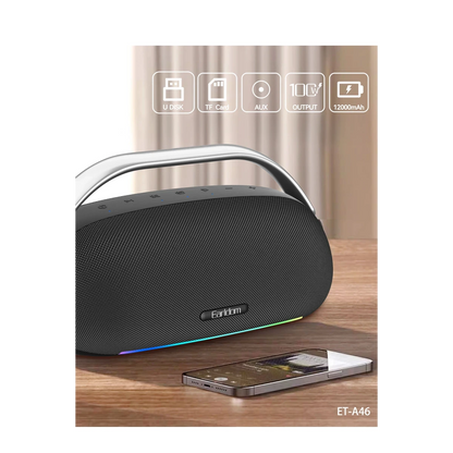 Earldom A46 100W 12000mAh Batarya Kapasiteli Suya ve Toza Dayanıklı BT 5.3 Kablosuz Hoparlör - Siyah