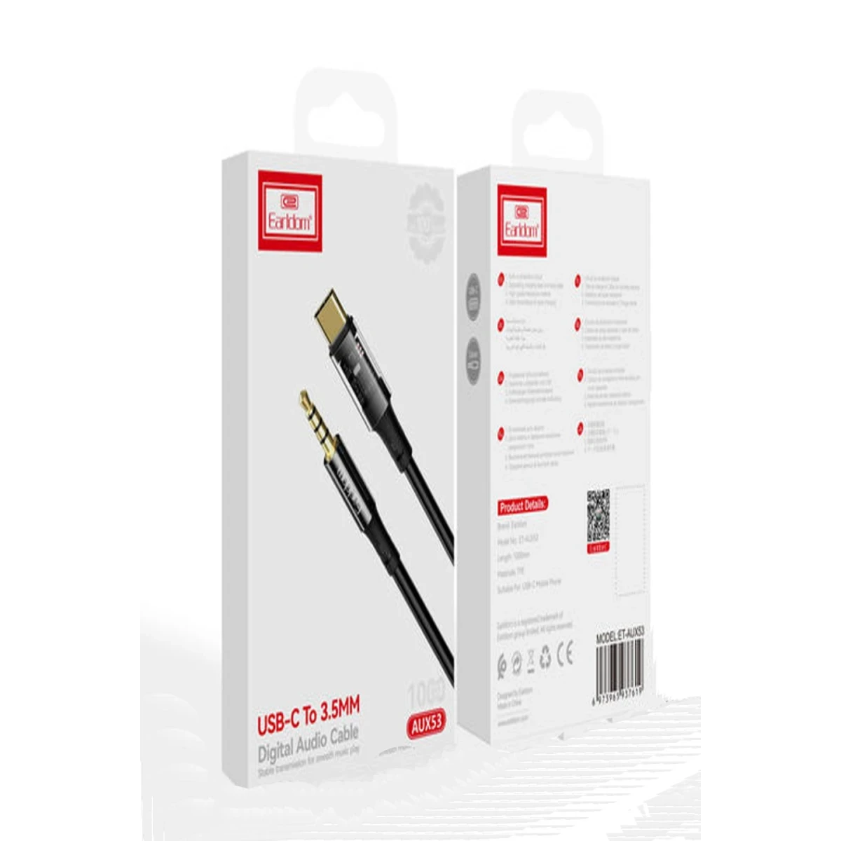 Earldom AUX53 1M Type-C to 3.5mm Dijital Aux Kablo - Siyah