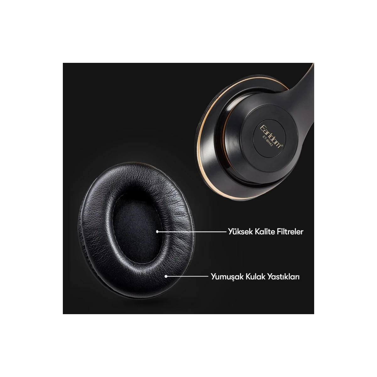 Earldom BH43 Katlanabilir Kafaüstü Bluetooth Kulaklık - Siyah