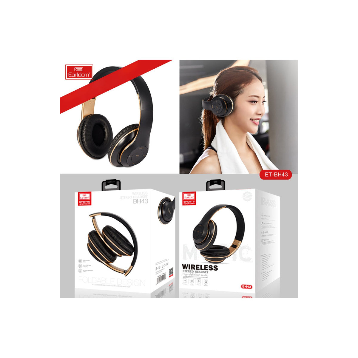 Earldom BH43 Katlanabilir Kafaüstü Bluetooth Kulaklık