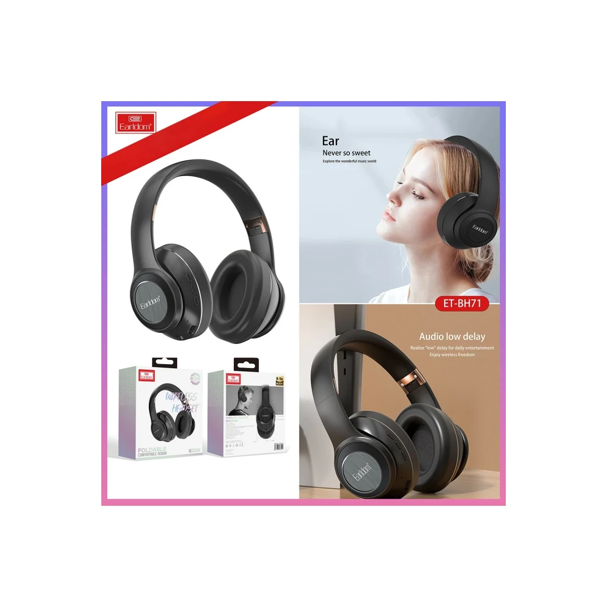 Earldom BH71 Kafaüstü Bluetooth Kulaklık - Siyah