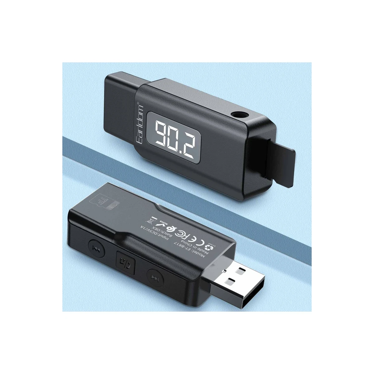 Earldom BR17 BT 5.3 SD Kart ve Aux Çıkışlı Arama Destekli Dijital Ekranlı 2in1 USB FM Transmitter - Siyah