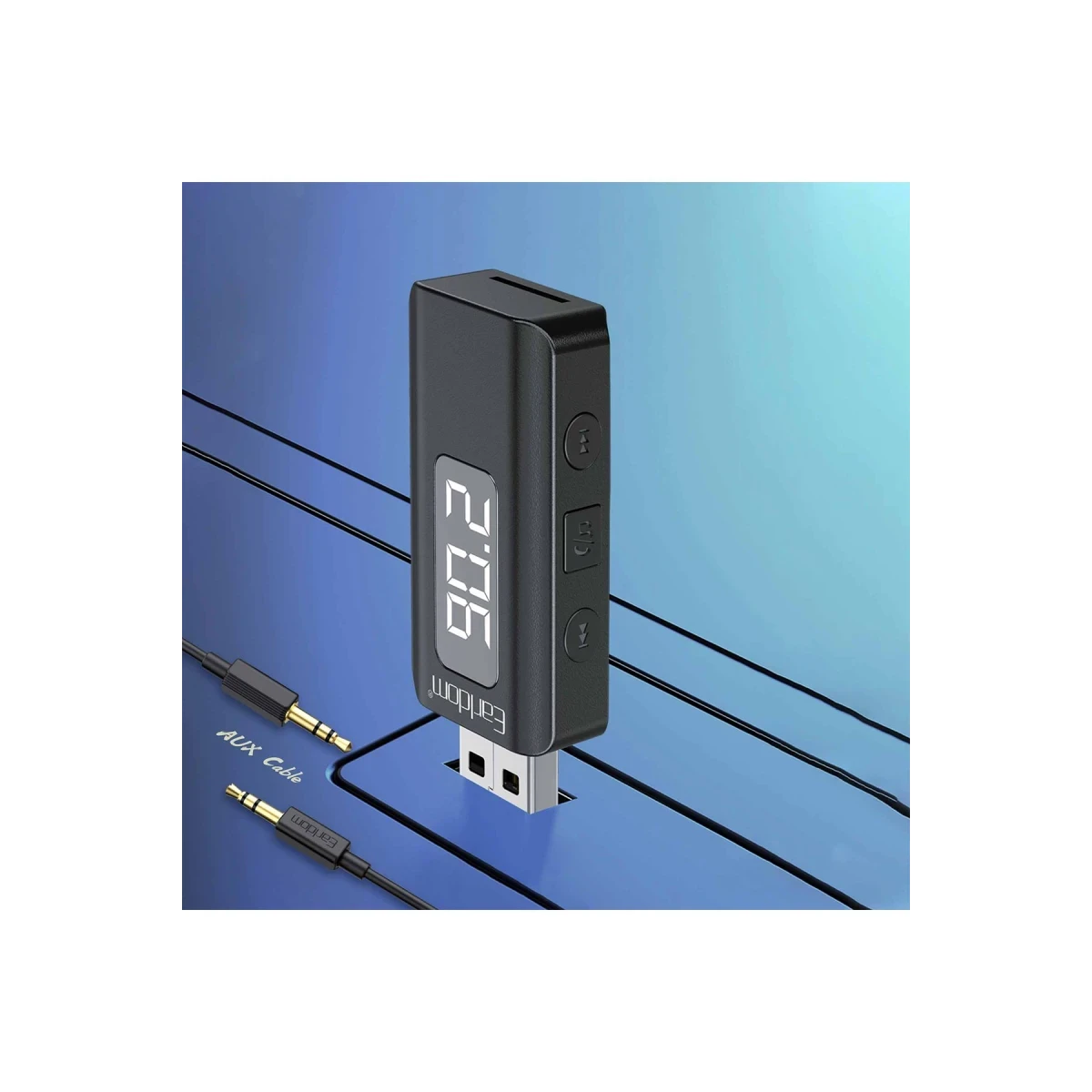 Earldom BR17 BT 5.3 SD Kart ve Aux Çıkışlı Arama Destekli Dijital Ekranlı 2in1 USB FM Transmitter - Siyah