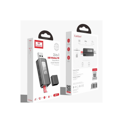 Earldom BR17 BT 5.3 SD Kart ve Aux Çıkışlı Arama Destekli Dijital Ekranlı 2in1 USB FM Transmitter - Siyah
