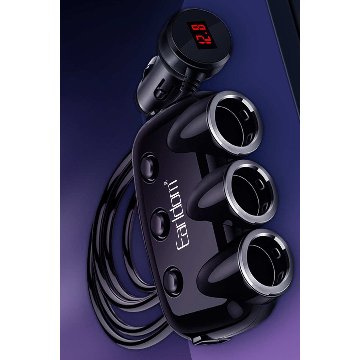 Earldom CS1 120W Dijital Voltaj Göstergeli 3 Adet Çakmaklık ve 2 Adet USB Çıkışlı PD Hızlı Araç Şarj
