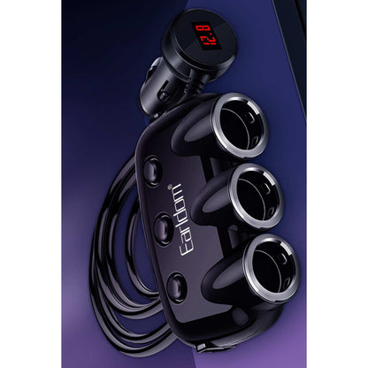 Earldom CS1 120W Dijital Voltaj Göstergeli 3 Adet Çakmaklık ve 2 Adet USB Çıkışlı PD Hızlı Araç Şarj