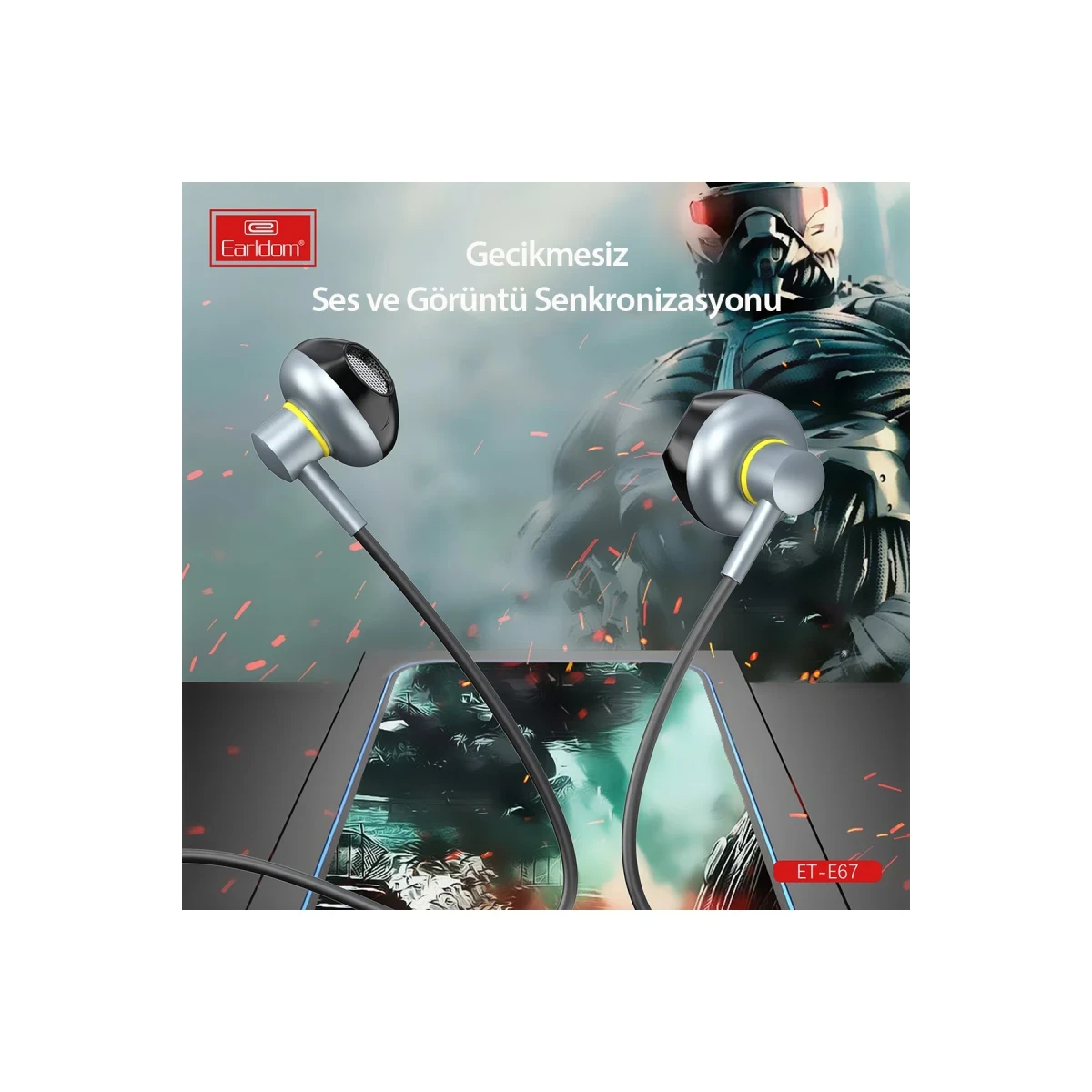 Earldom E67 Lightning Kablolu Kulaklık - Gümüş