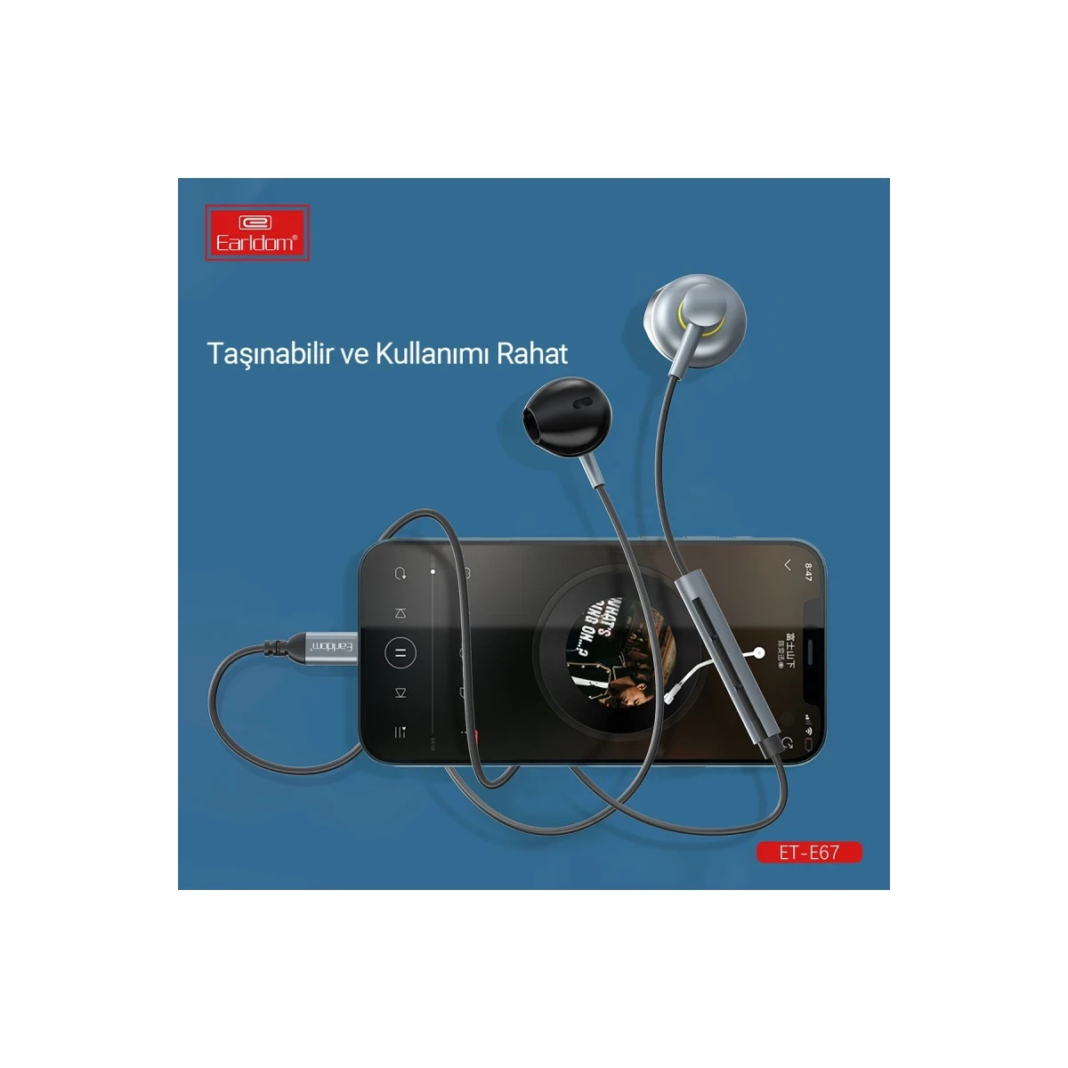 Earldom E67 Lightning Kablolu Kulaklık - Gümüş