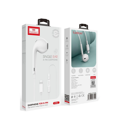 Earldom E72L Tek Kulak İçin Lightning BT 5.0 Kablolu Kulaklık - Beyaz