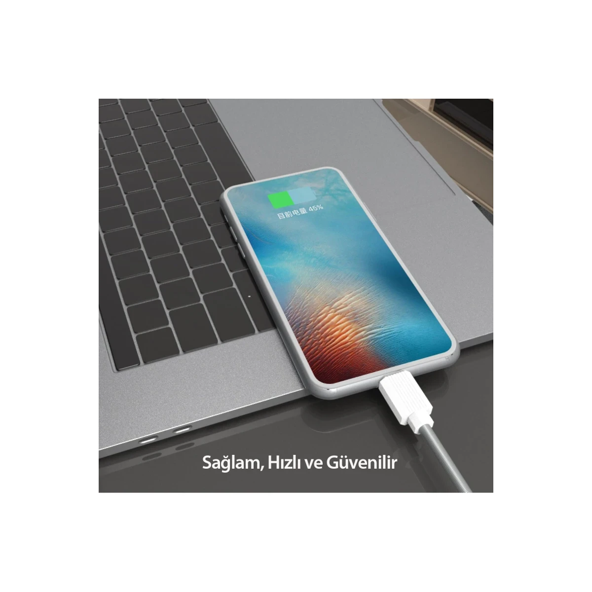 Earldom EC-137i 1M 3A Kırılmaya Dayanıklı Lightning Hızlı Şarj Kablosu - Beyaz