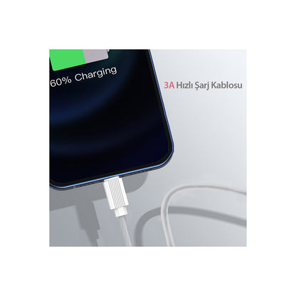 Earldom EC-137i 1M 3A Kırılmaya Dayanıklı Lightning Hızlı Şarj Kablosu