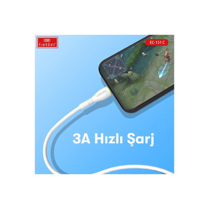 Earldom EC-151C PD 60W Type-C to Type-C 1M Hızlı Şarj Kablosu - Beyaz
