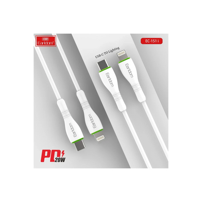 Earldom EC-151i PD 20W Type-C to Lightning 1M Hızlı Şarj Kablosu - Beyaz