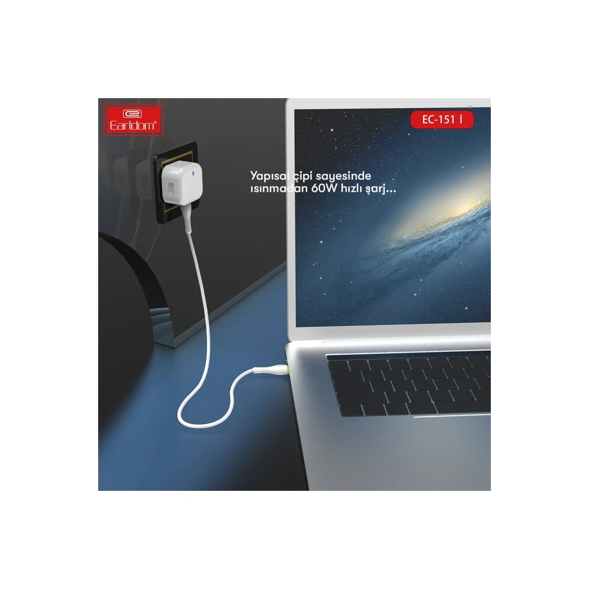 Earldom EC-151i PD 20W Type-C to Lightning 1M Hızlı Şarj Kablosu - Beyaz