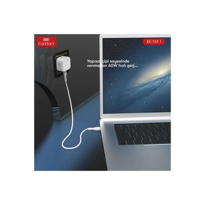 Earldom EC-151i PD 20W Type-C to Lightning 1M Hızlı Şarj Kablosu - Beyaz