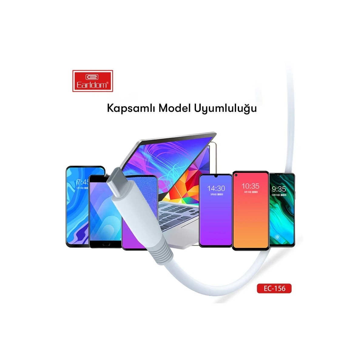 Earldom EC-156i PD 30W Type-C to Lightning 2m Hızlı Şarj Kablosu - Beyaz