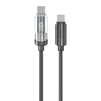 Earldom EC-189CC 1M 100W Dijital Göstergeli Type-C to Type-C PD Hızlı Şarj Kablosu - Siyah