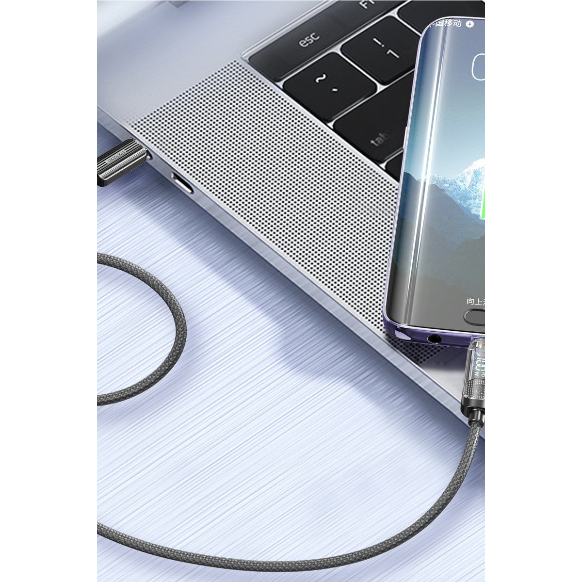 Earldom EC-189CC 1M 100W Dijital Göstergeli Type-C to Type-C PD Hızlı Şarj Kablosu
