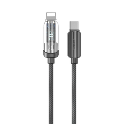 Earldom EC-189CL 1M 20W Dijital Göstergeli Type-C to Lightning PD Hızlı Şarj Kablosu - Siyah