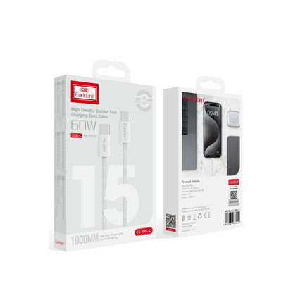 Earldom EC-190CC 1M 60W Type-C to Type-C PD Hızlı Şarj Kablosu - Beyaz