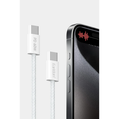 Earldom EC-190CC 2M 60W iPhone 15 Serisi ile Uyumlu Type-C to Type-C PD Hızlı Şarj Kablosu - Beyaz