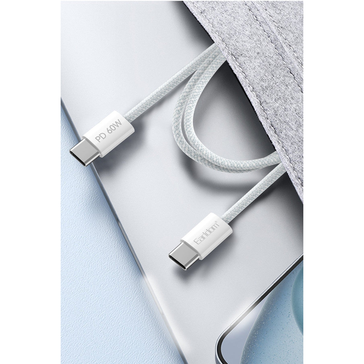 Earldom EC-190CC 2M 60W iPhone 15 Serisi ile Uyumlu Type-C to Type-C PD Hızlı Şarj Kablosu