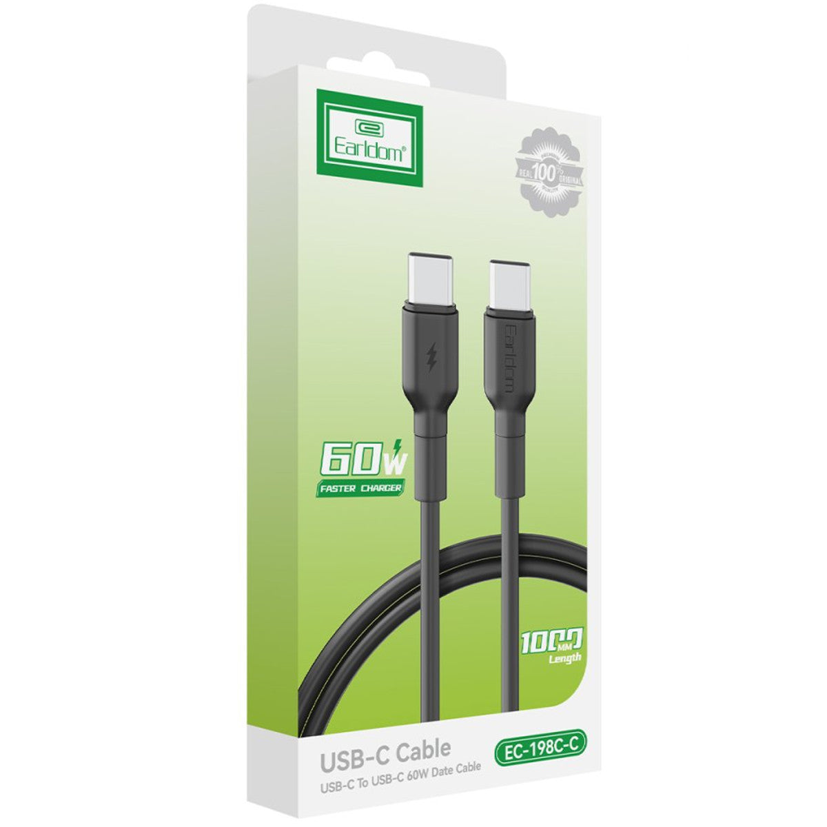 Earldom EC-198CC 1M 60W Type-C to Type-C PD Hızlı Şarj Kablosu