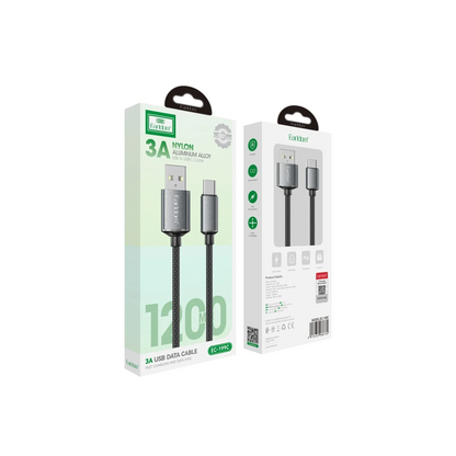 Earldom EC-199C 1.2M 3A USB to Type-C Hızlı Şarj Kablosu - Siyah
