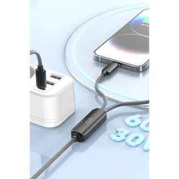 Earldom EC-IC01 1.2M Type-C to Type-C 60W ve Lightning 30W Çift Çıkışlı 2in1 PD Hızlı Şarj Kablosu - Siyah