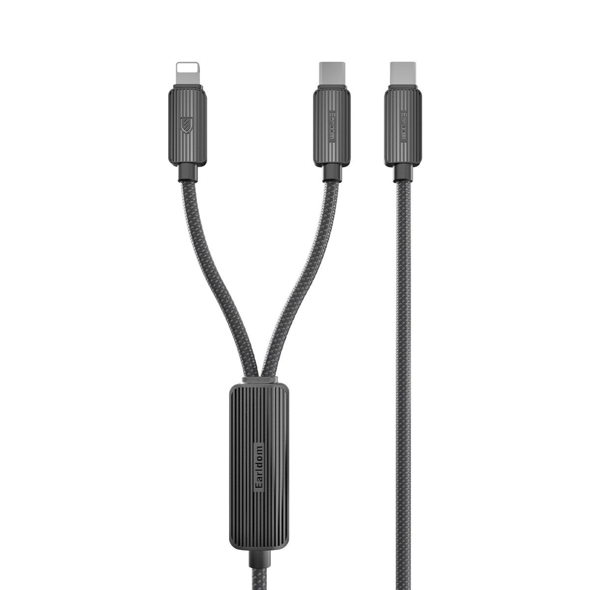 Earldom EC-IC01 1.2M Type-C to Type-C 60W ve Lightning 30W Çift Çıkışlı 2in1 PD Hızlı Şarj Kablosu