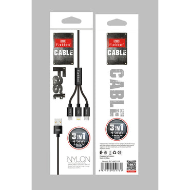Earldom EC-IMC015 1.2M 3in1 USB to Type-C / Lightning / Micro Hızlı Şarj Kablosu