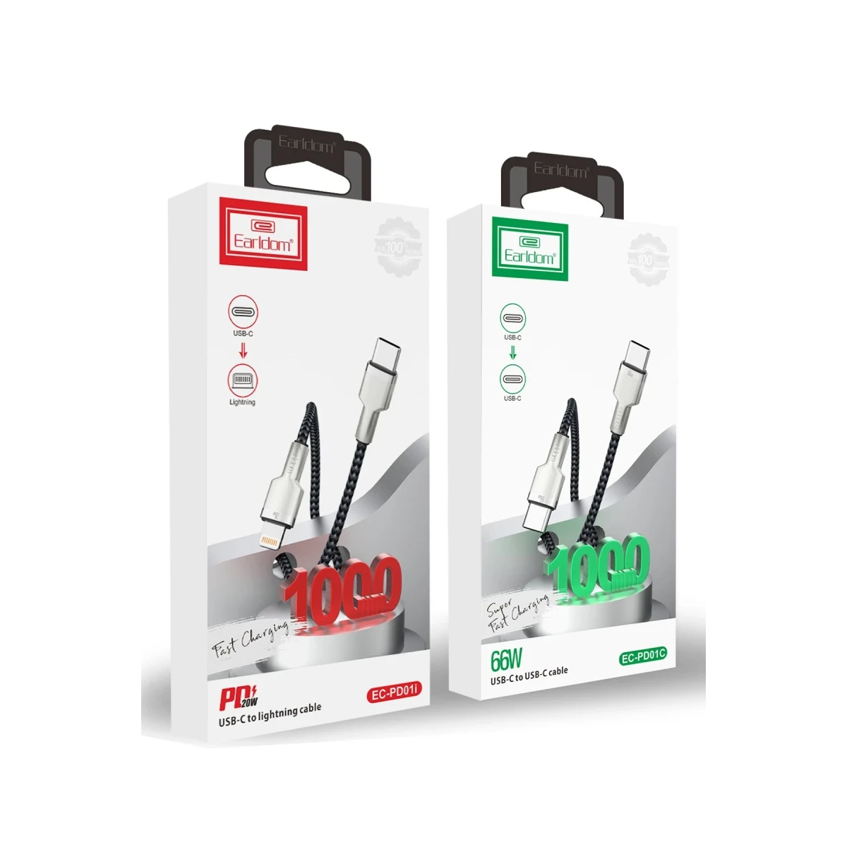 Earldom EC-PD01C 1M 66W Type-C to Type-C PD Hızlı Şarj Kablosu - Siyah