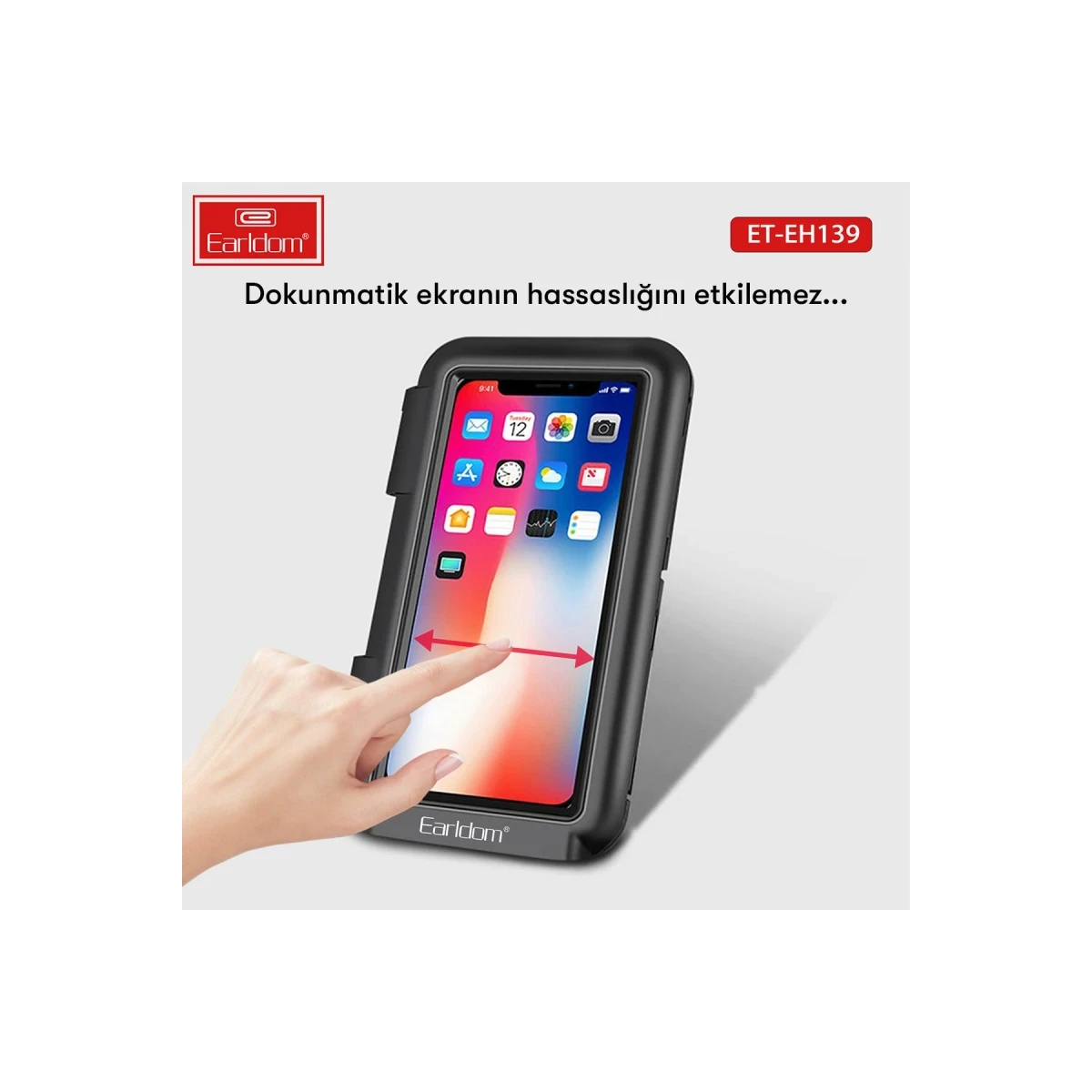 Earldom EH139 Motosiklet İçin Su Geçirmez Ayarlanabilir Telefon Tutucu - Siyah