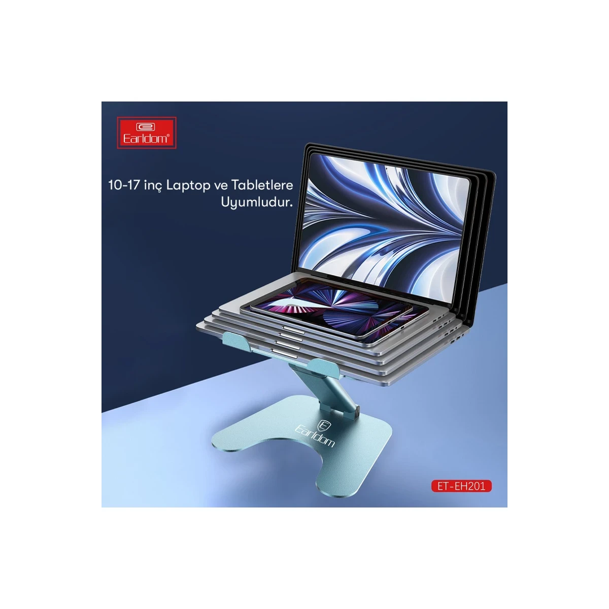 Earldom EH201 Ayarlanabilir Metal Laptop ve Tablet Standı - Gümüş