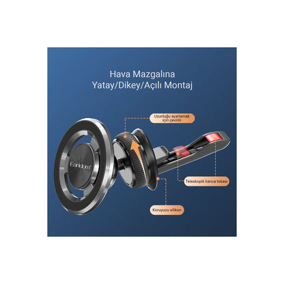 Earldom EH213 Izgara Klipsli Manyetik Magsafe Araç Tutucu