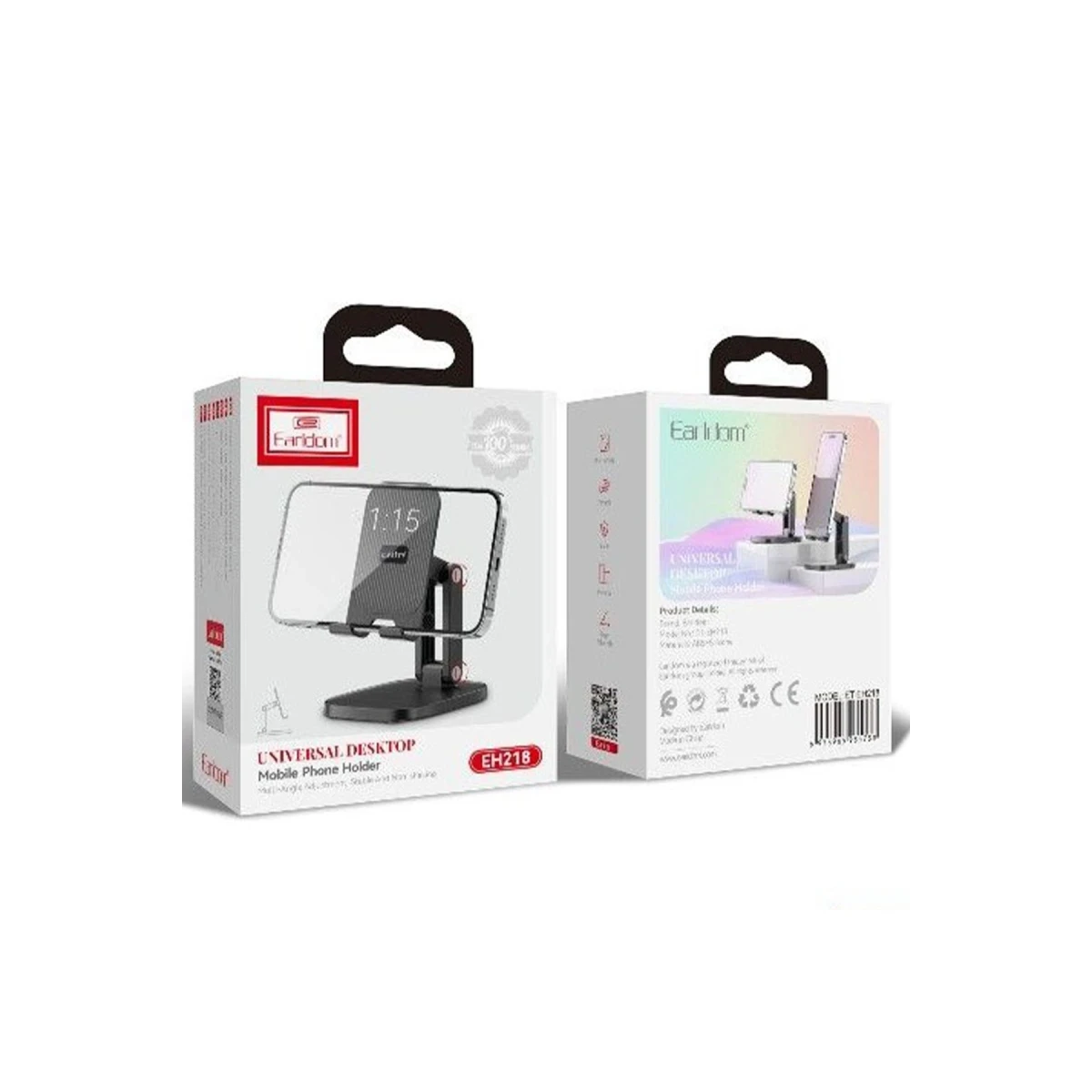Earldom EH218 Ayarlanabilir Katlanabilir Masaüstü Telefon ve Mini Tablet Tutucu - Siyah