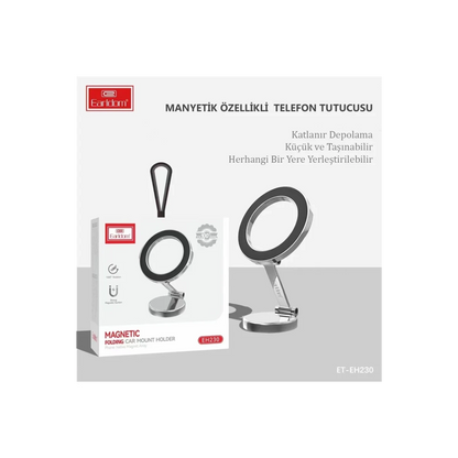 Earldom EH230 360 Derece Ayarlanabilen Yapışkanlı Manyetik Magsafe Araç Tutucu - Siyah