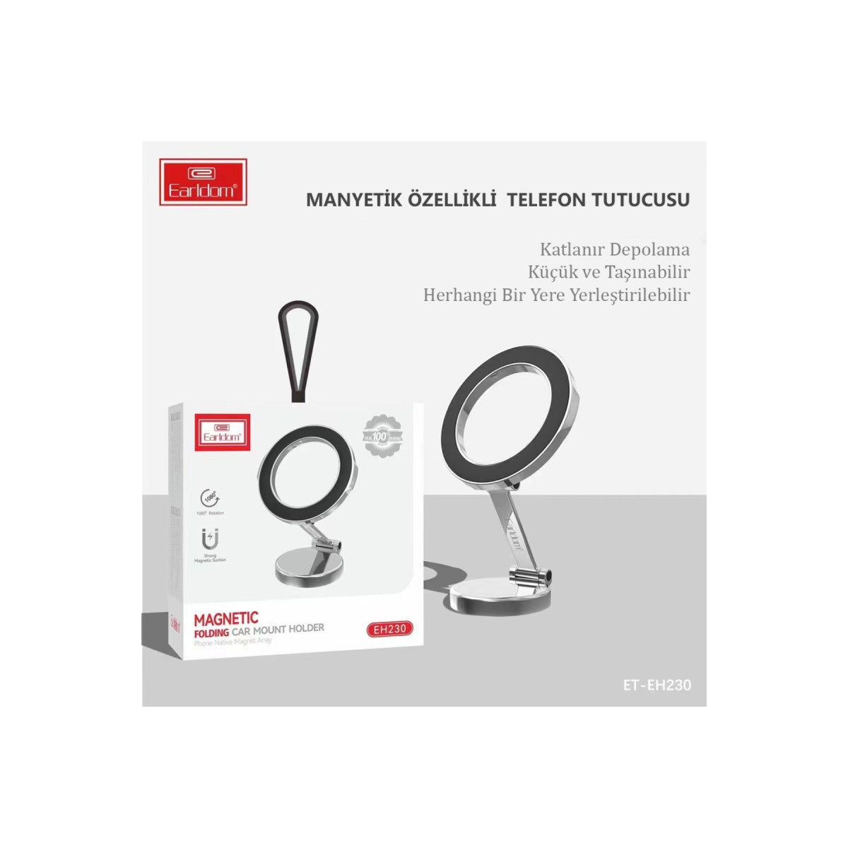 Earldom EH230 360 Derece Ayarlanabilen Yapışkanlı Manyetik Magsafe Araç Tutucu