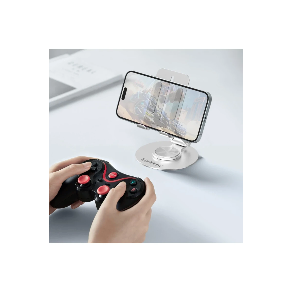 Earldom EH283 360 Derece Ayarlanabilir Katlanabilir Metal Masaüstü Telefon Tutucu - Gümüş