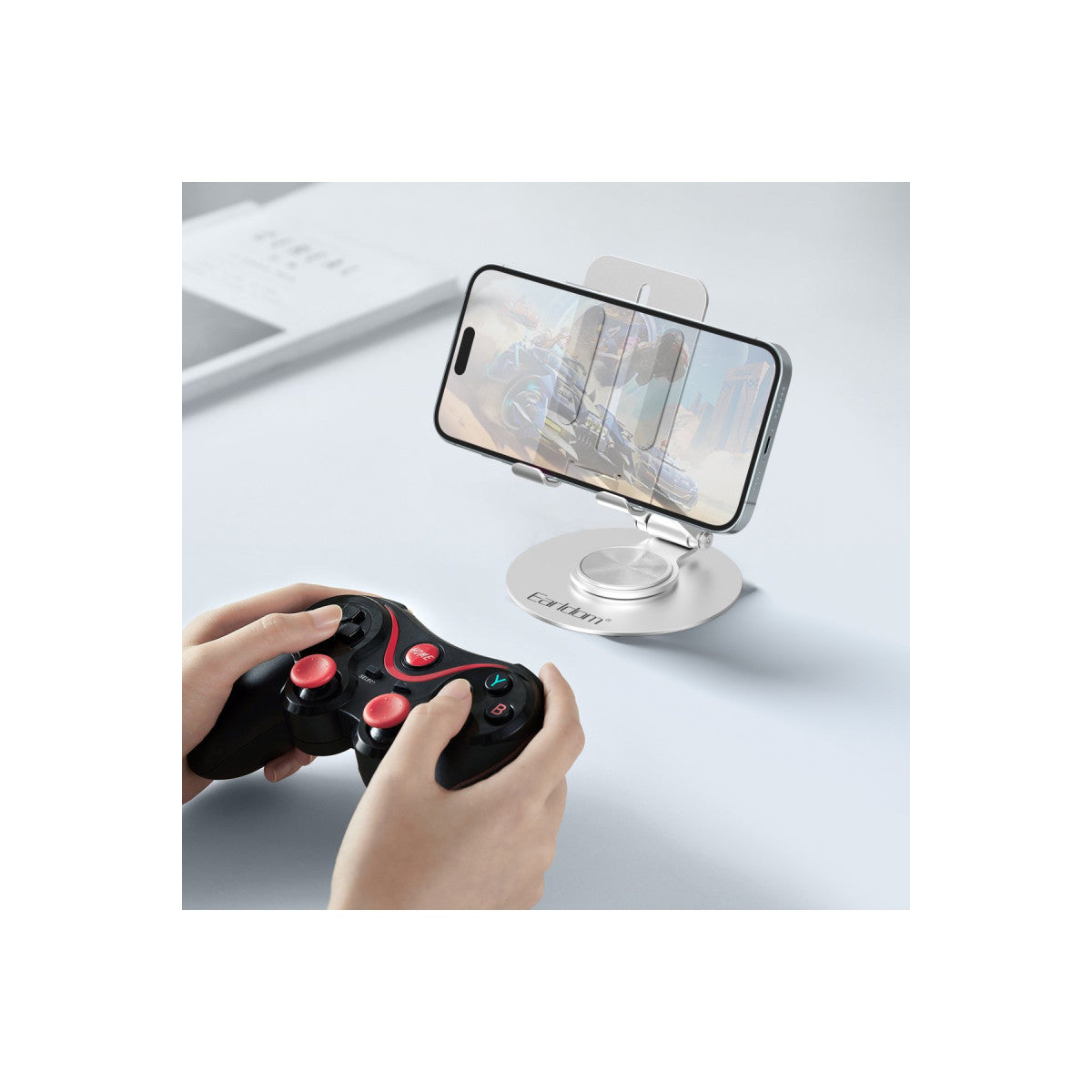 Earldom EH283 360 Derece Ayarlanabilir Katlanabilir Metal Masaüstü Telefon Tutucu