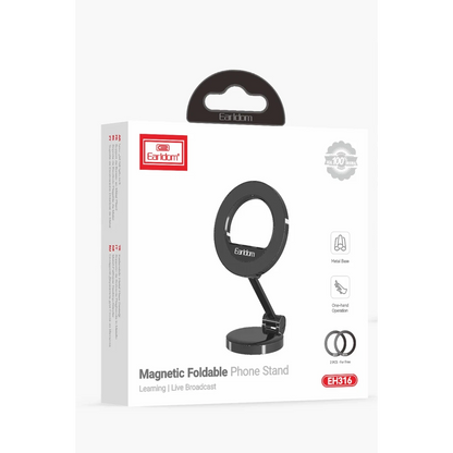 Earldom EH316 Ayarlanabilir Katlanabilir 360 Dönen Manyetik Metal Telefon Tutucu - Siyah